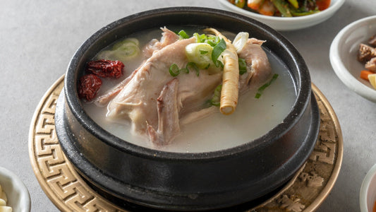samgyetang adaptogen food with stuffed chicken simmered with ginseng